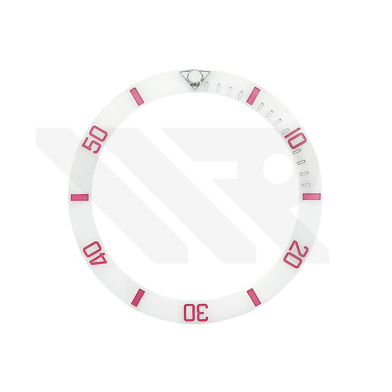 SUB Ceramic Sloped Bezel Insert for SKX/SRPD: Matte White/Pink