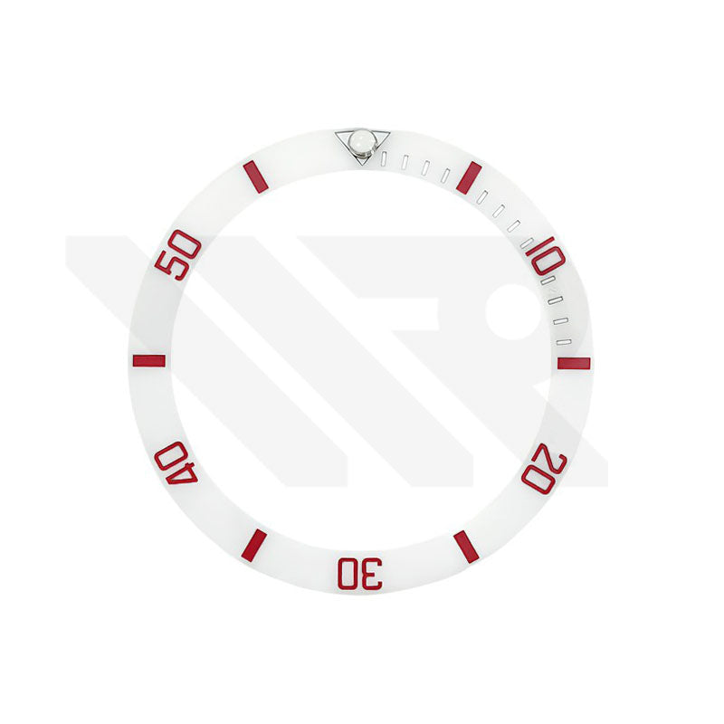 SUB Ceramic Sloped Bezel Insert for SKX/SRPD: Matte White/Red