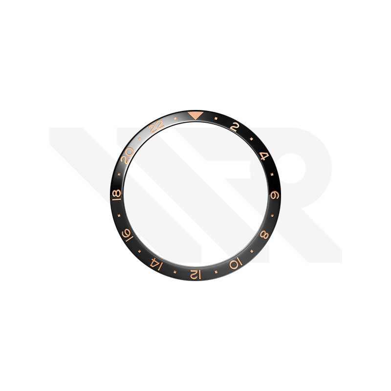 Replacement Ceramic Bezel Insert Compatible with Longines Spirit Zulu Time L3.812 Series : Black with Rose Gold