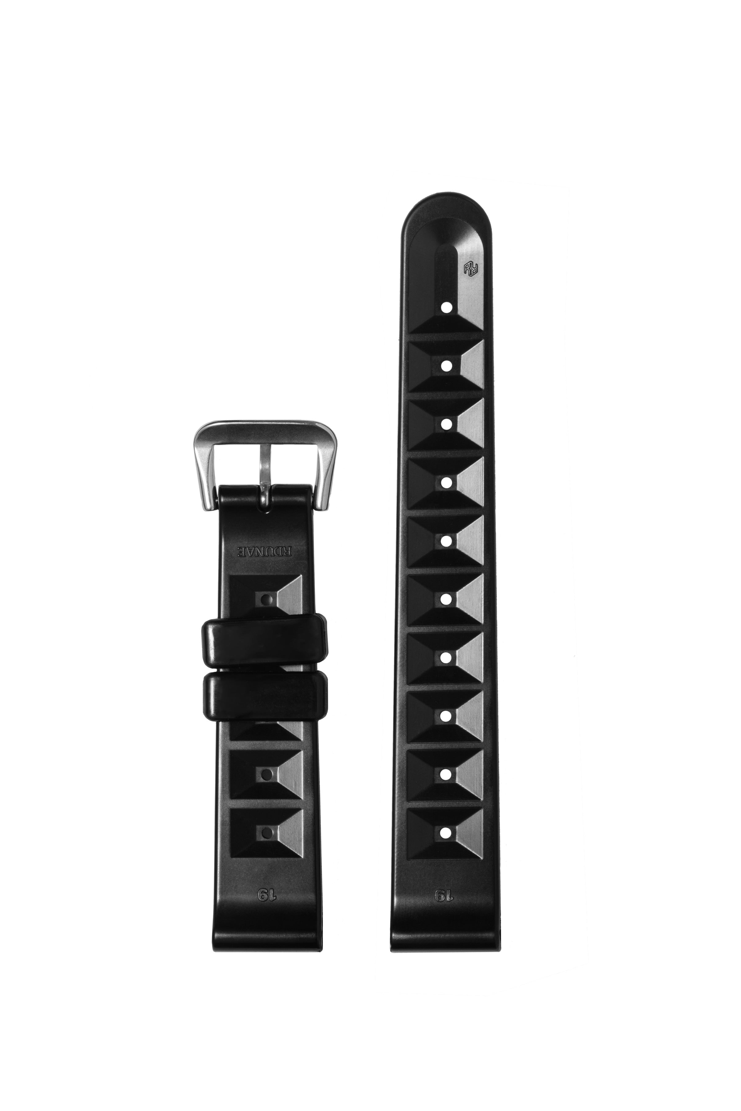 Chocolate Bar Rubber Diver Strap for Seiko Divers - Black