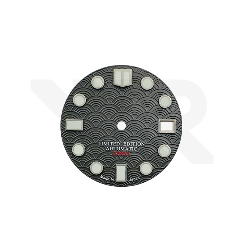 Seigaiha Wave Dial for Seiko Mod - Black/Red