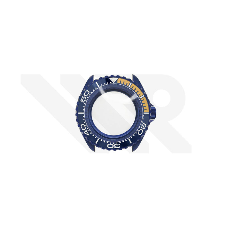 Sandblasted Blue SKX 3 O'clock Case Set for Seiko Mod: Blue Orange Seamaster Planet Ocean Style