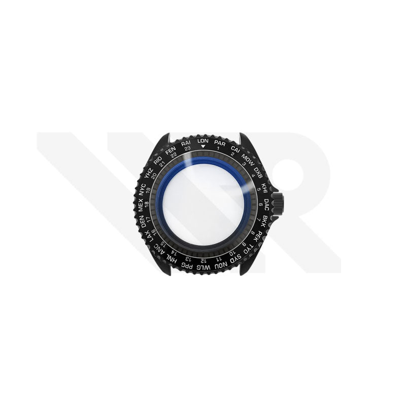 Sandblasted Black SKX 3 O'clock Case Set for Seiko Mod: Black Worldtimer Style