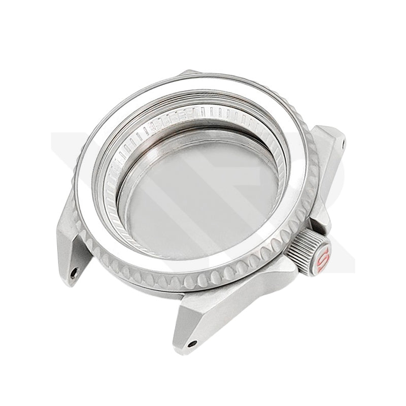 Samurai Sandblasted Case Set for Seiko Mod: Silver (Solid case back)