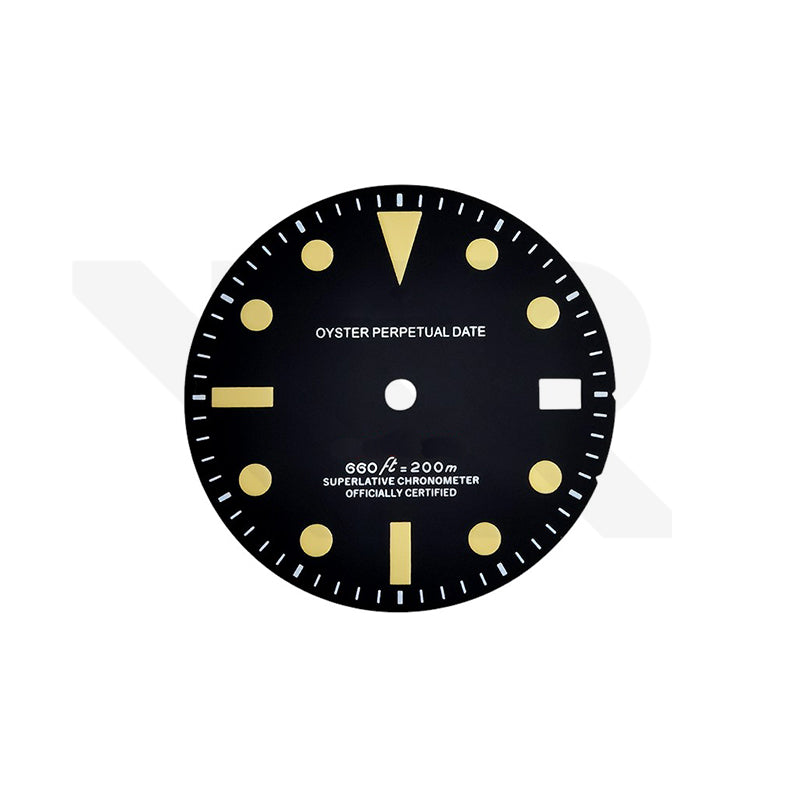 Retro Matte Black Sub Date Dial for Seiko Mod: White Sub