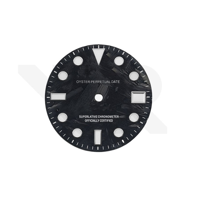 Carbon Fiber Dial for Seiko NH34 GMT Mod - Black Dial Blue GMT