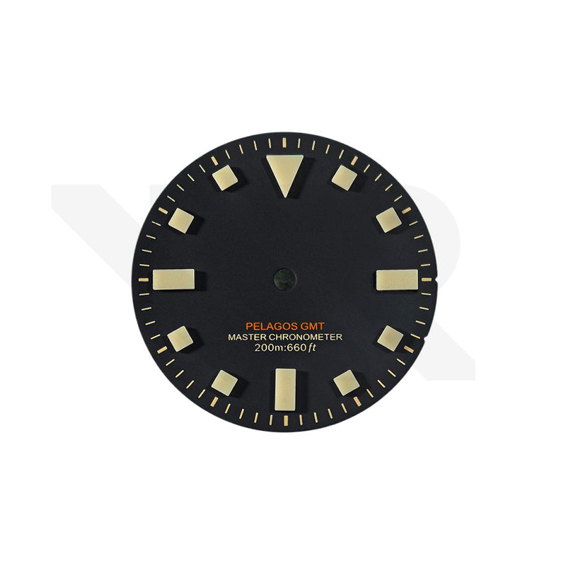 Pelagos No-Date GMT Thick Lume Indices Dial for Seiko NH34 Mod: Matte Black