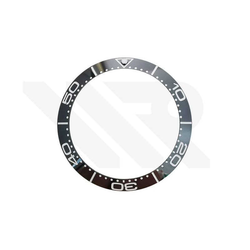 Black Ceramic Sloped 40.5mm Bezel Insert Compatible with Omega Seamaster: Black-White