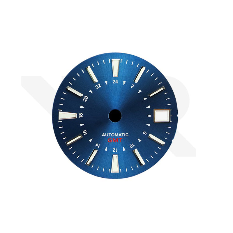 Stick Indices GMT NH34 Sunburst Dial for Seiko Mod: Blue