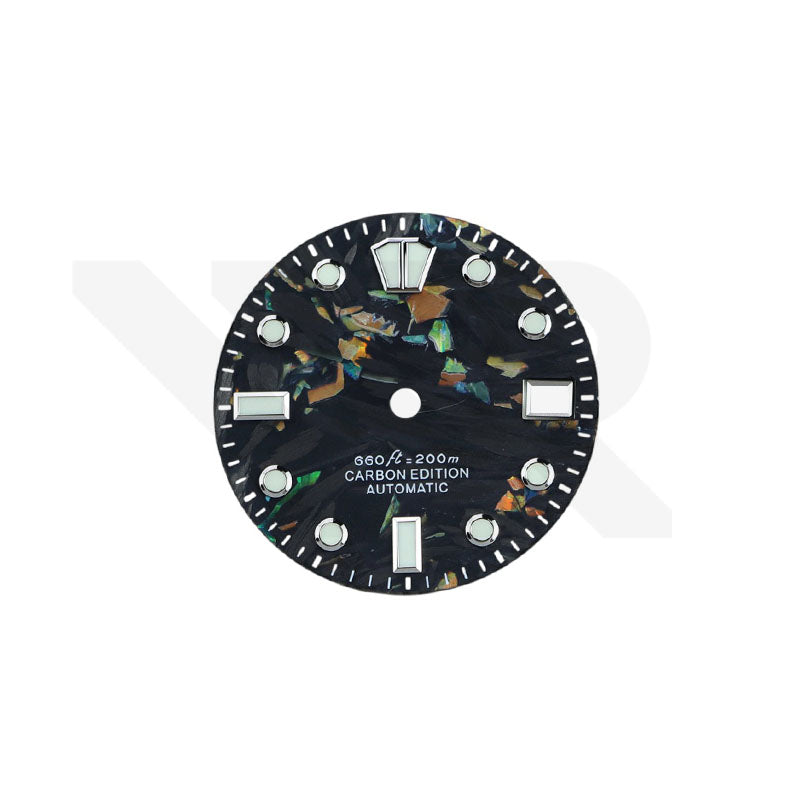 Black Multicolor Forged Carbon Fiber Dial for Seiko Mod