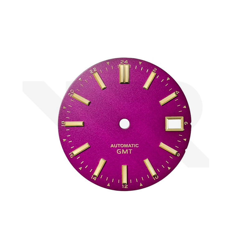 Purple Gradient GMT NH34 Dial for Seiko Mod: GS Style Gold Indices