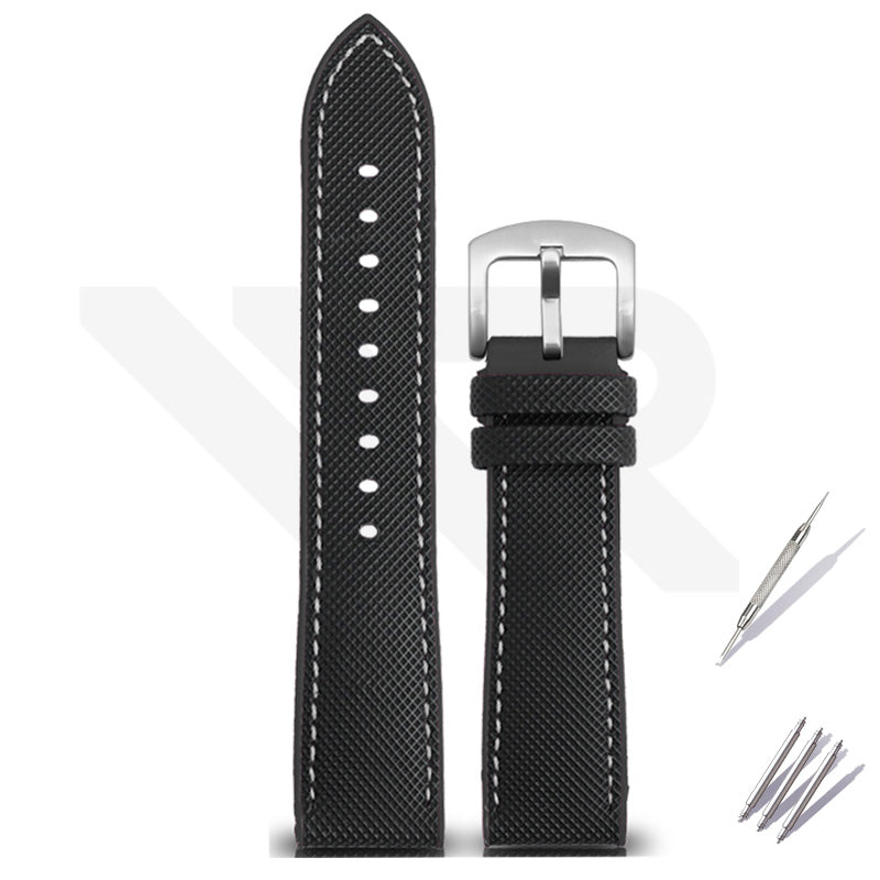 Nylon Silicone Diver Strap for Seiko 5 Street Fighter Prospex Series - Black White