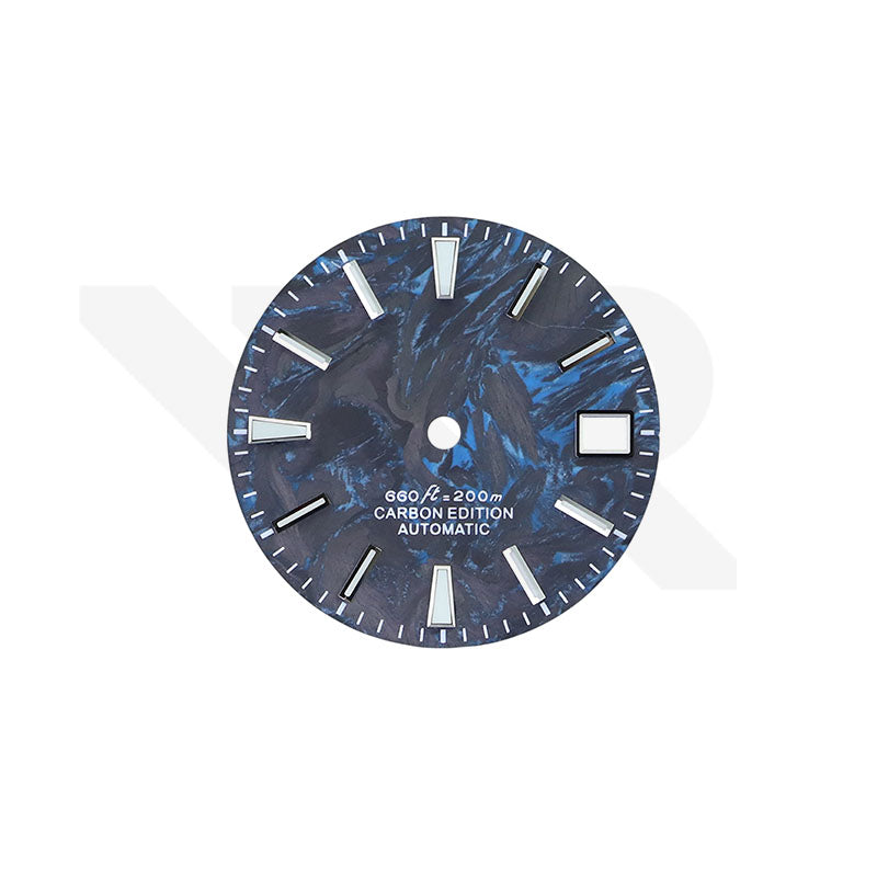 Zifferblatt aus Kohlefaser für Seiko Mod - Silberne arabische Indizes
