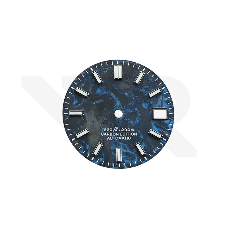 Rock Grain Carbon Fiber Dial for Seiko Mod : Black Blue
