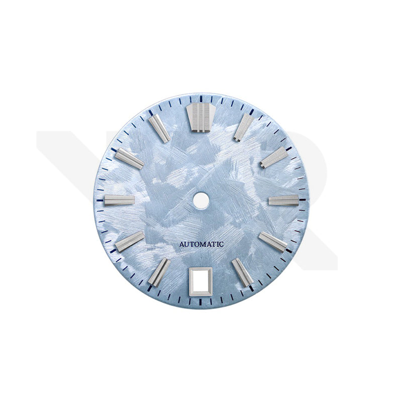 GS Shunbun Style Icy Blue Dial for Seiko Mod: Silver GS Style Indices with 6h Date Window