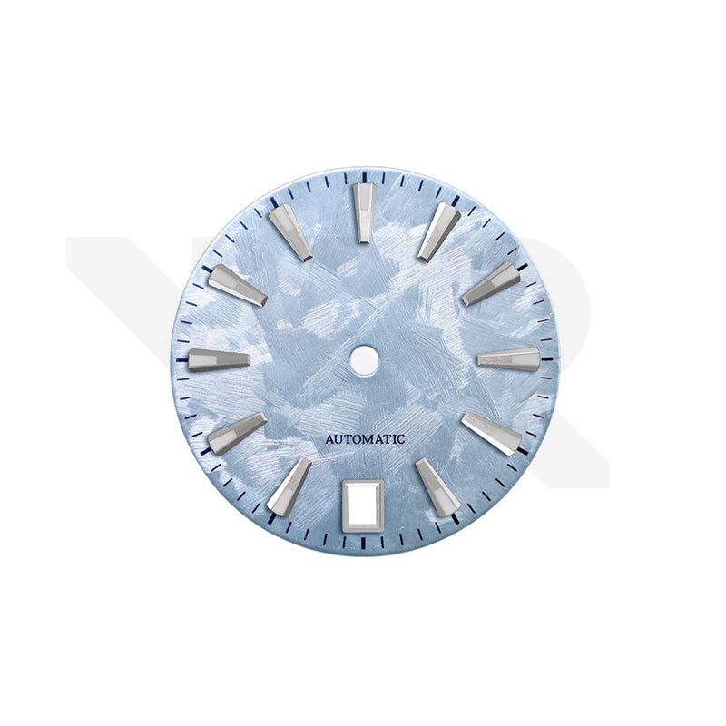 GS Shunbun Style Icy Blue Dial for Seiko Mod: Silver GS Style Indices with 6h Date Window