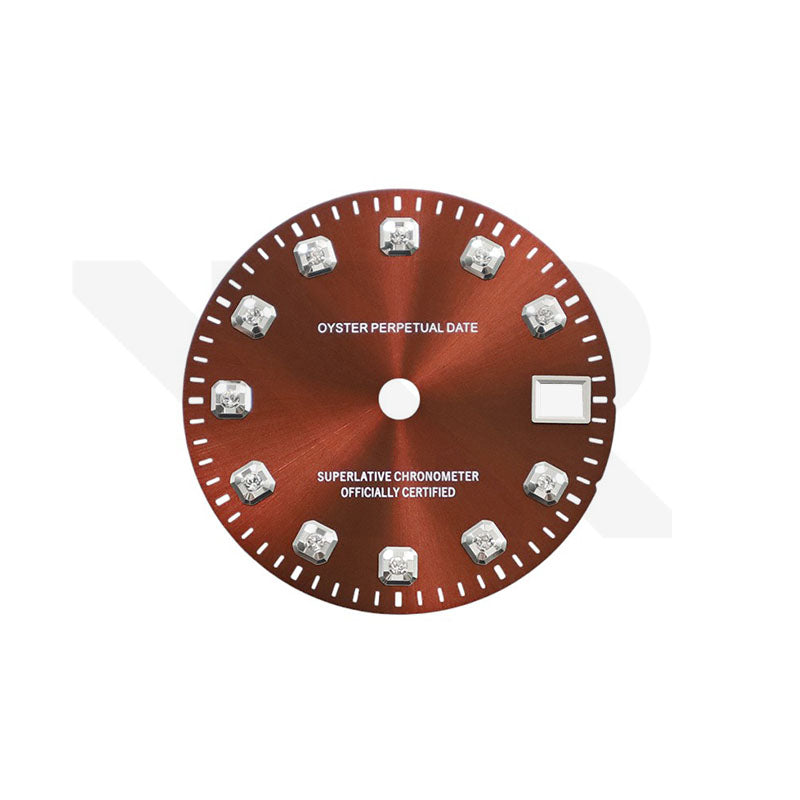 Sunburst Burgundy Dial with Zirconia Indices for Seiko NH34 Mod: GMT Style