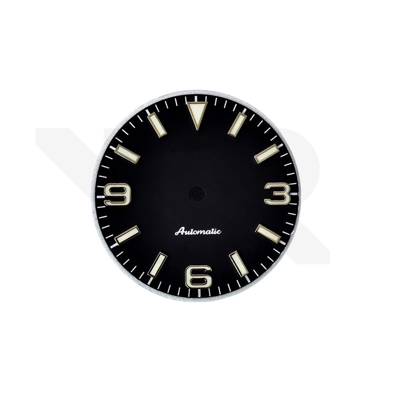 Explorer Dial for Seiko Mod: Matte Black with Silver 369 Indices