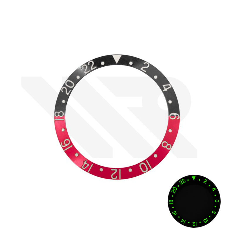 Retro Full Lumed Aluminium Sloped Bezel Insert for SKX/SRPD - Black/Red