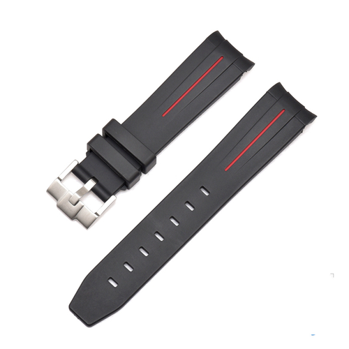 Curved End Silicon Strap for SKX/SRPD - Black (SS Buckle)