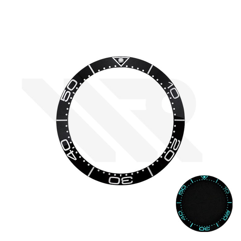 Full Luminous Ceramic Sloped 38mm Bezel Insert Compatible with Omega Seamaster SM300: Black