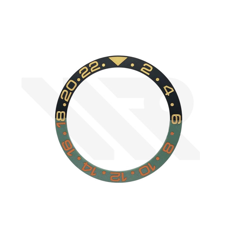 GMT-24 Ceramic Sloped Matte Finished Black-Green Bezel Insert for SKX/SRPD: Yellow-Orange