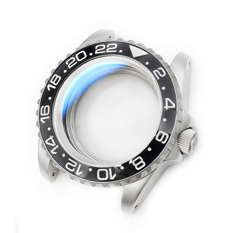 GMT Oyster Style Sandblasted Case Set for Seiko Mod: Silver