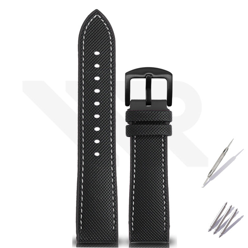 Nylon Silicone Diver Strap for Seiko 5 Street Fighter Prospex Series - Black White