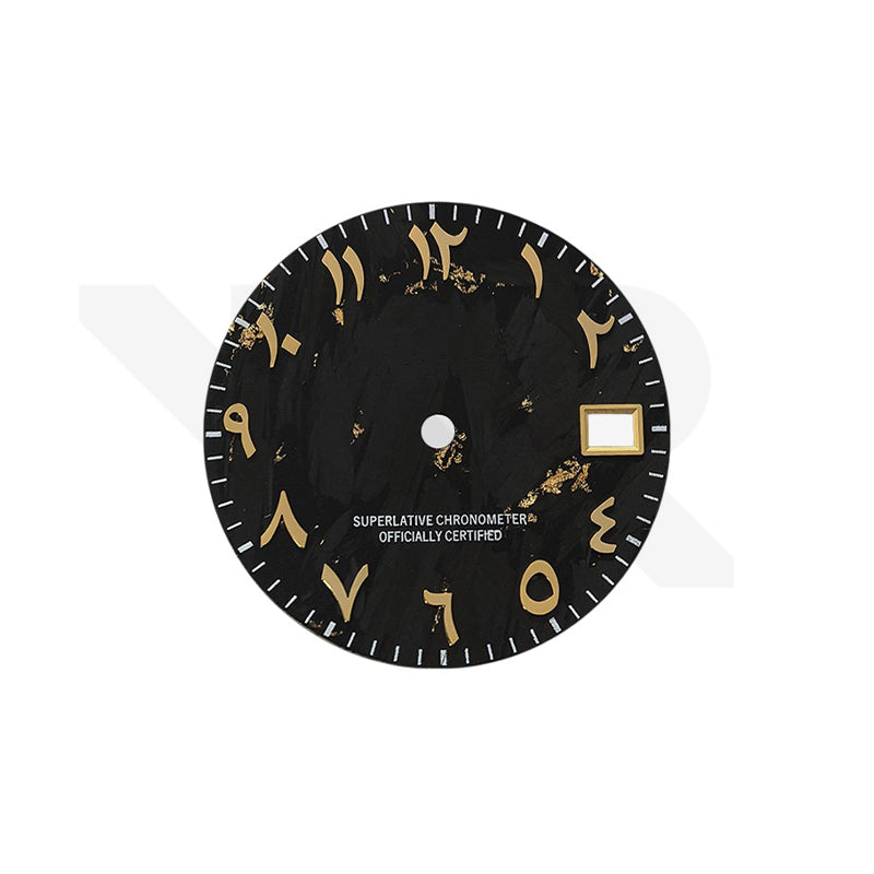 Goldfolien-Zifferblatt aus Kohlefaser für Seiko Mod - Goldene arabische Ziffern