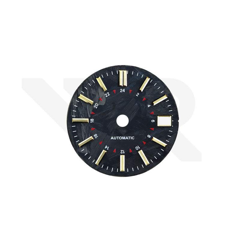 Zifferblatt aus Kohlefaser für Seiko Mod - Silberne arabische Indizes