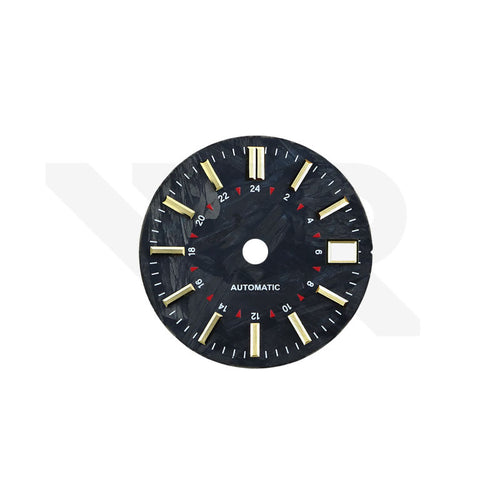 Zifferblatt aus Kohlefaser für Seiko Mod - Silberne arabische Indizes