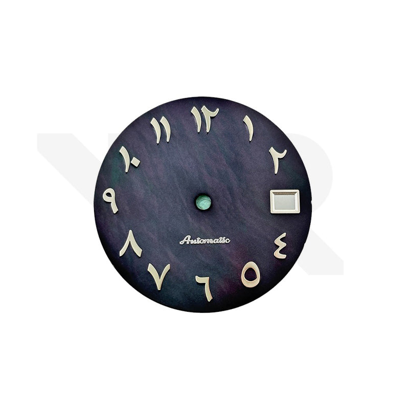 Dark Blue Mother of Pearl Arabic Indices Dial for Seiko Mod - Silver Indices