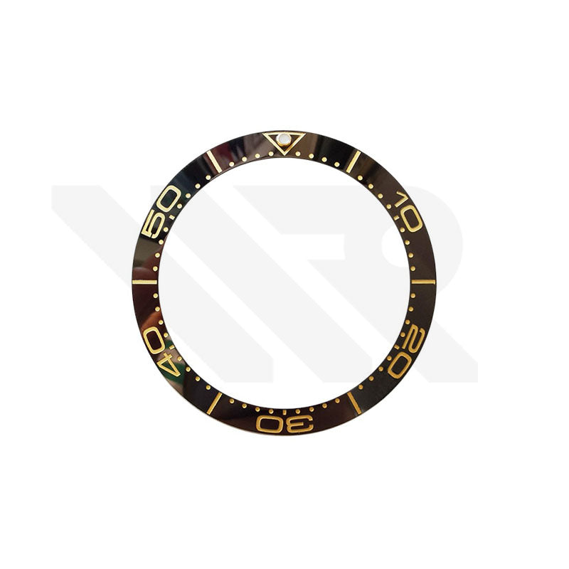 Black Ceramic Sloped 38mm Bezel Insert Compatible with Omega Seamaster: Black-Gold