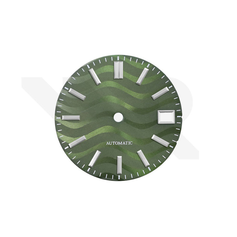 Olive Green Wavy Sunburst Dial for Seiko Mod: GS Style Silver Indices