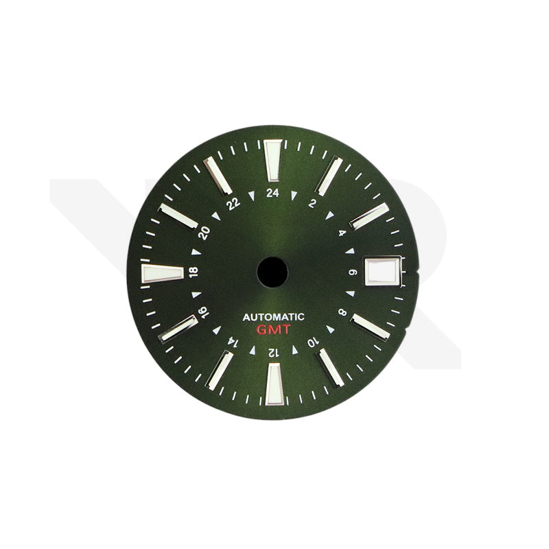 Stick Indices GMT NH34 Sunburst Dial for Seiko Mod: Olive Green