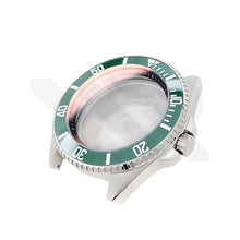 Load image into Gallery viewer, Stainless Steel Case Set for Casio Duro MDV - Flat Crystal, Green Bezel Insert
