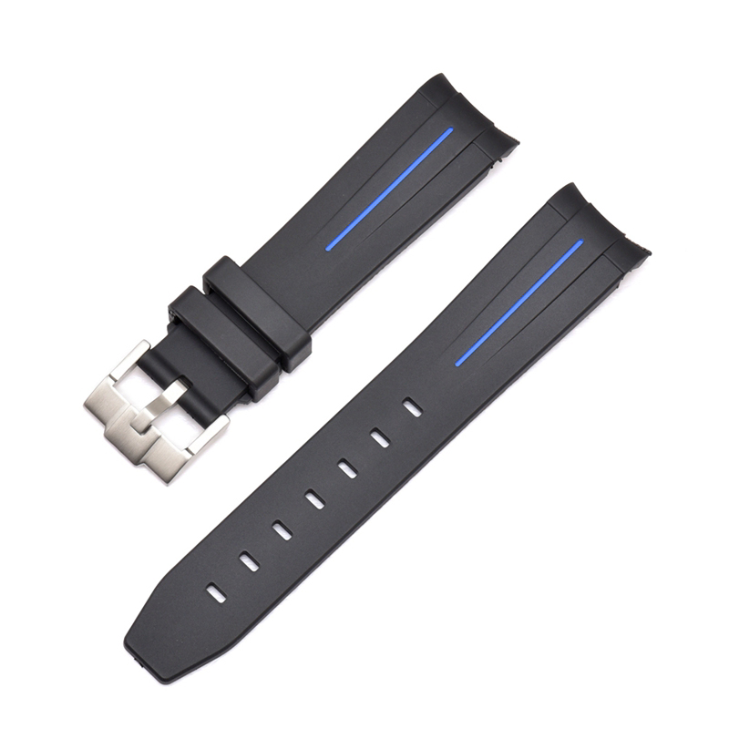 Curved End Silicon Strap for SKX/SRPD - Black (SS Buckle)