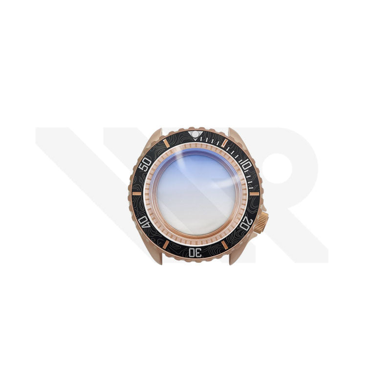 Sandblasted Rose Gold SKX Case Set for Seiko Mod: Black Carbon Diver Style