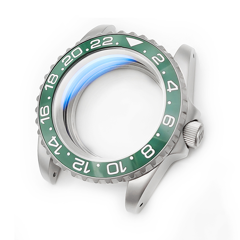 GMT Oyster Style Sandblasted Case Set for Seiko Mod: Silver