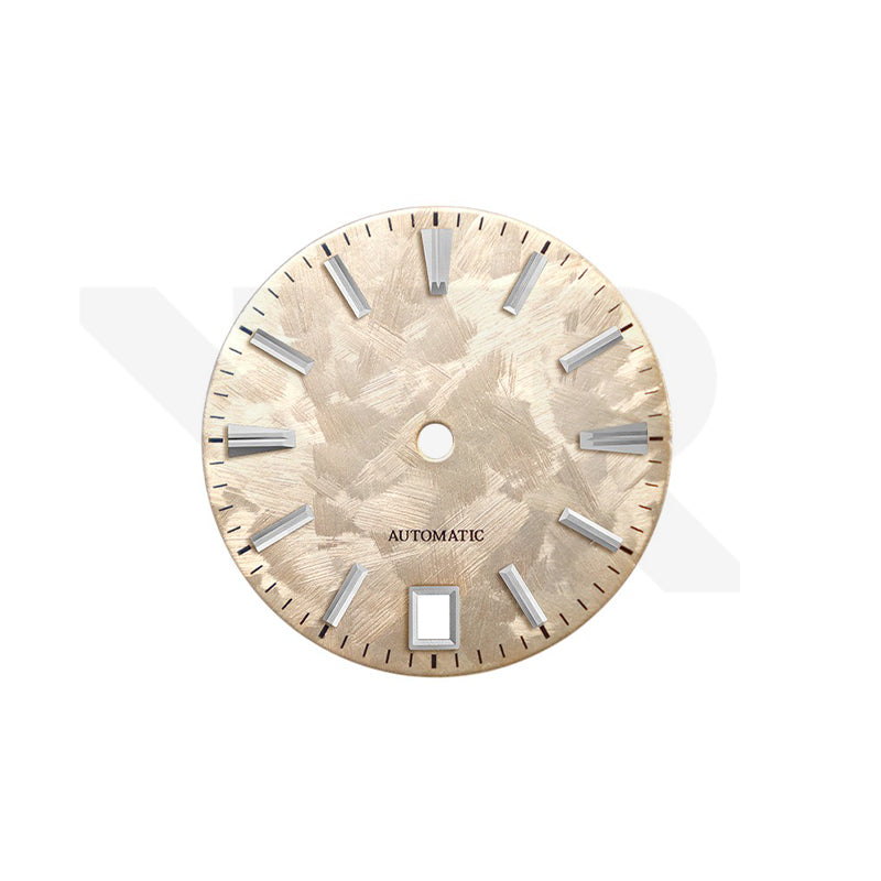 GS Shunbun Style Champagne Gold Dial for Seiko Mod: Silver GS Style Indices with 6h Date Window