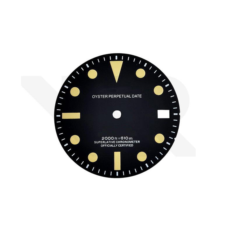 Retro Matte Black Sub Date Dial for Seiko Mod: Red SD-SUB2000