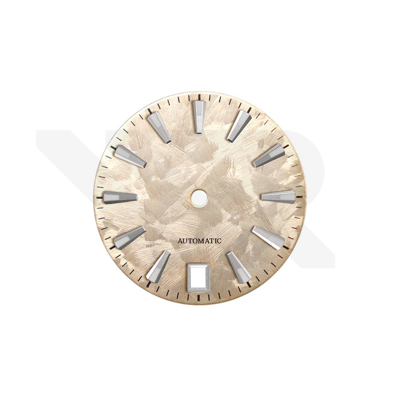 GS Shunbun Style Champagne Gold Dial for Seiko Mod: Silver GS Style Indices with 6h Date Window