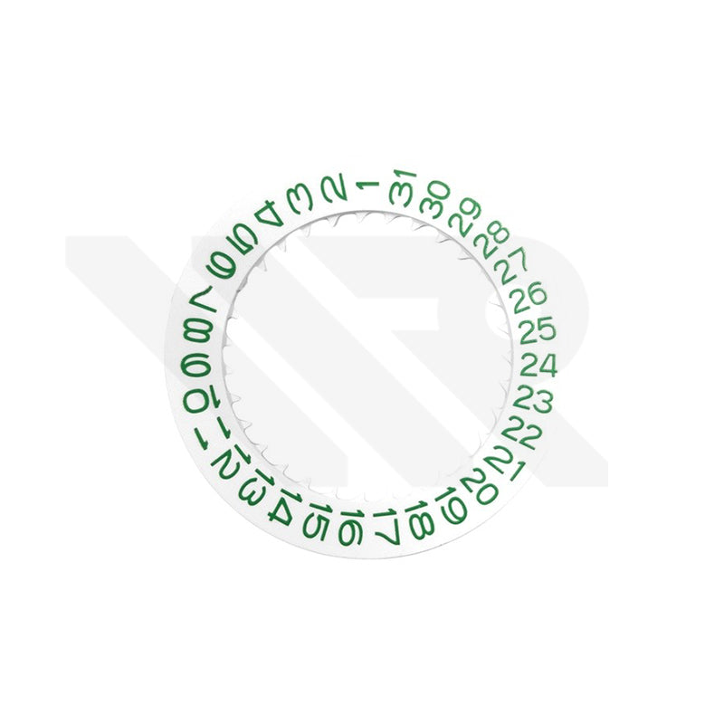 Weiße NH35-Datumsscheibe - Grüne Ziffern