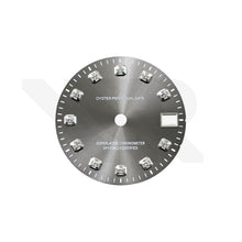 Afbeelding in Gallery-weergave laden, Sunburst Gray Dial with Zirconia Indices for Seiko NH34 Mod: GMT Style
