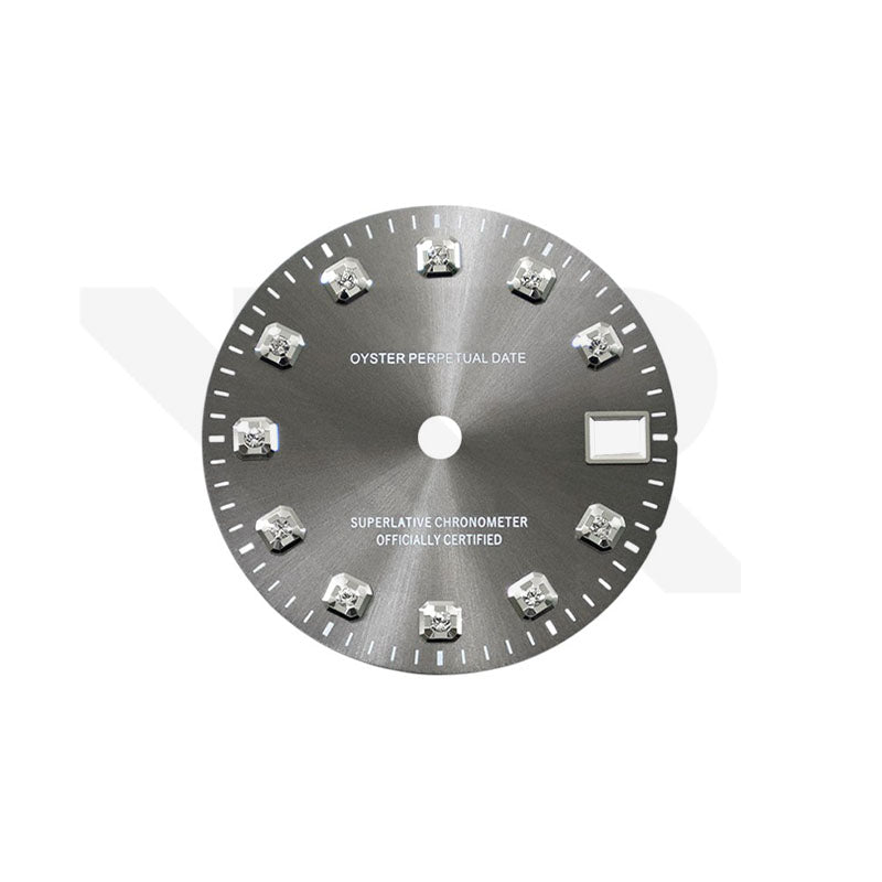 Sunburst Gray Dial with Zirconia Indices for Seiko NH34 Mod: GMT Style