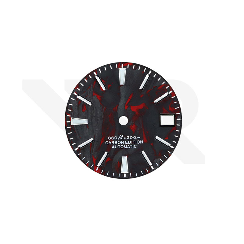 Zifferblatt aus Kohlefaser für Seiko Mod - Silberne arabische Indizes