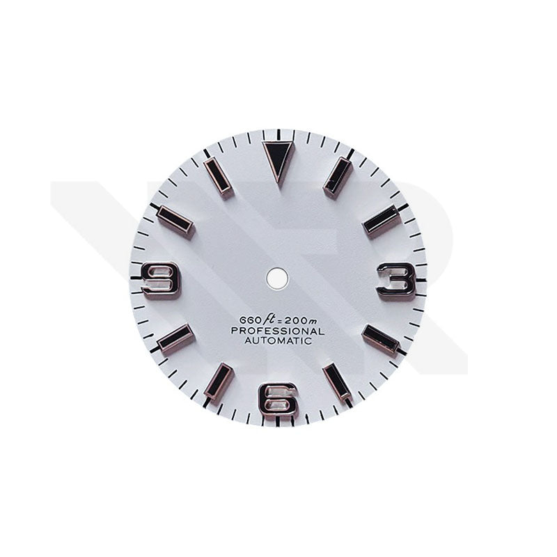 Field Watch Dial for Seiko Mod: Matte White with Silver 369 Black Luminous Indices