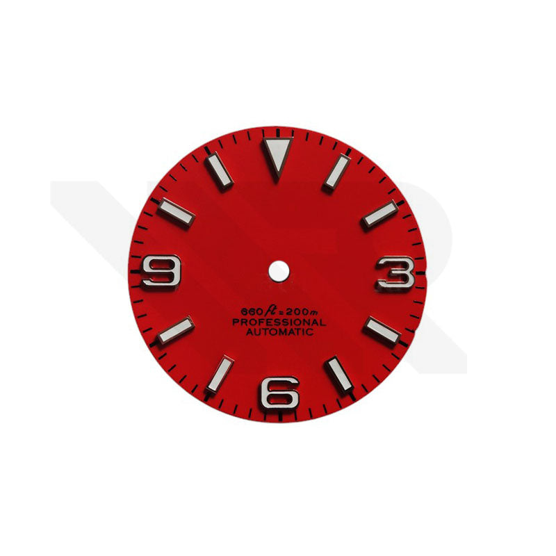 Field Watch Dial for Seiko Mod: Matte Red with Silver 369 Indices