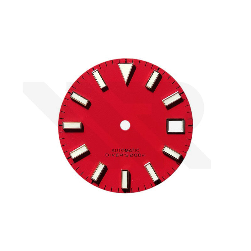 Diver Dial for Seiko Mod: Matte Red with Silver Indices