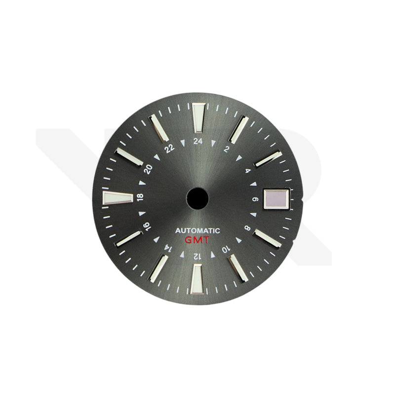 Stick Indices GMT NH34 Sunburst Dial for Seiko Mod: Gunmetal